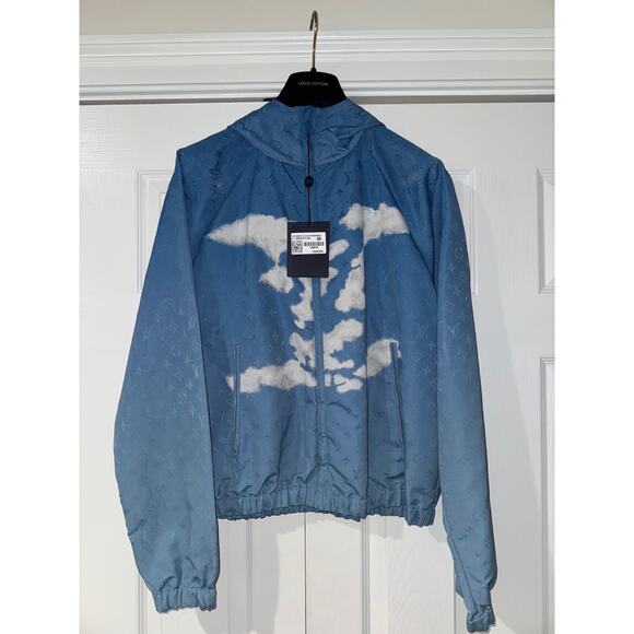 Louis Vuitton Virgil Abloh Monogram Cloud Blue Logo Anorak Windbreaker Jacket 48 - Picture 2 of 16